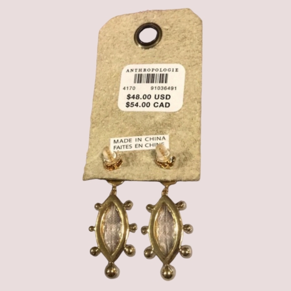 Anthropologie Glass & Pearl Double Drop Earrings in White - Picture 3 of 3